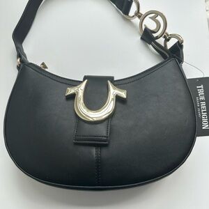 NWT Horseshoe Crescent Purse by True Religion Brand Jean. Shoulder bag. Black.